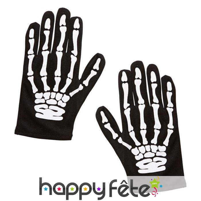 Paire de gants squelette taille enfant