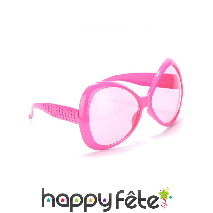 Paire de grande lunettes roses effet disco