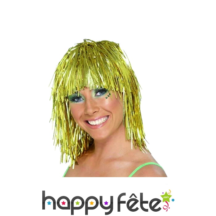 Perruque disco gauffrée or