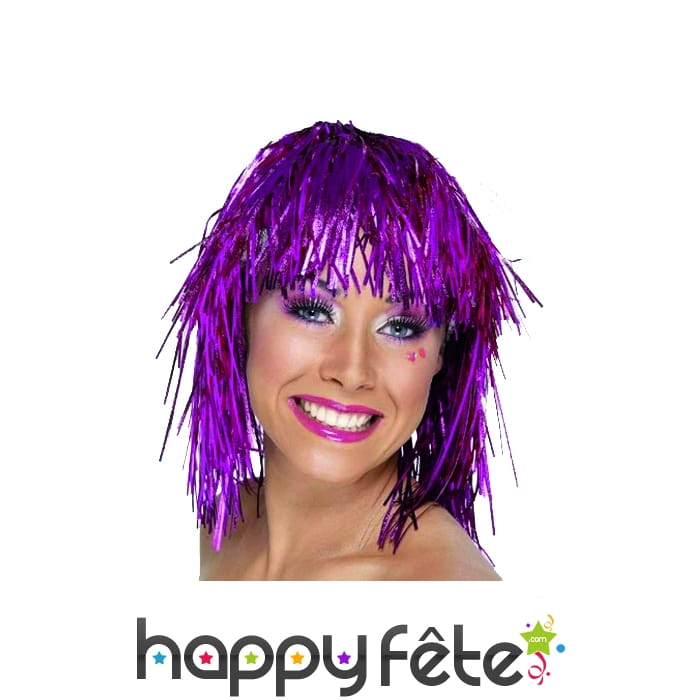 Perruque disco gauffrée rose