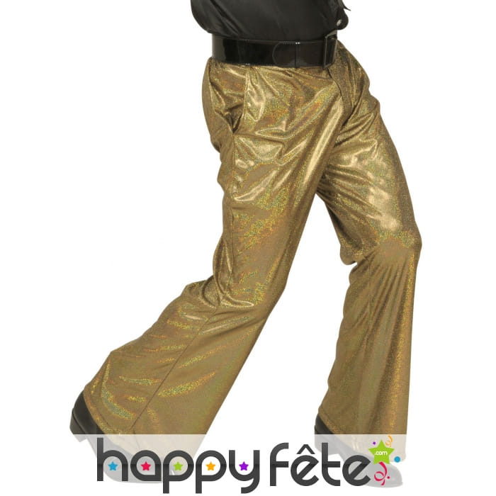 Pantalon doré holographique pour homme