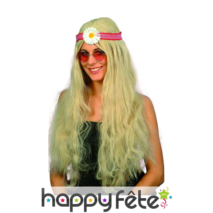 Perruque de hippie mixte blonde et marguerite