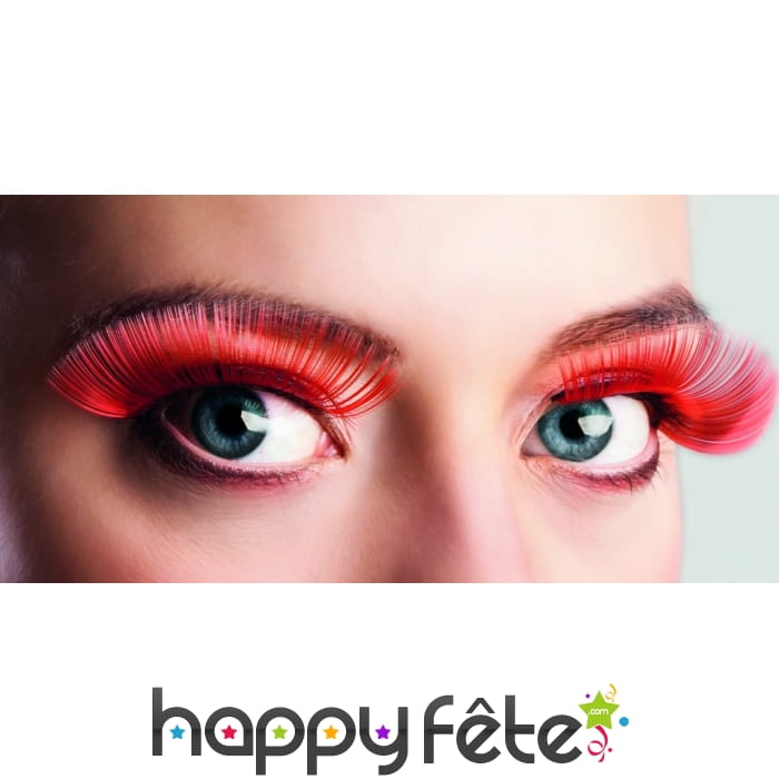 Paire de longs faux cils rouges