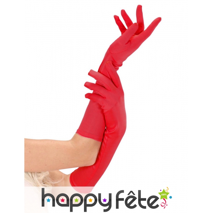 Paire de longs gants rouges de 60cm