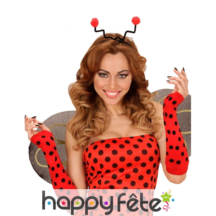 Paire de longues mitaines coccinelle