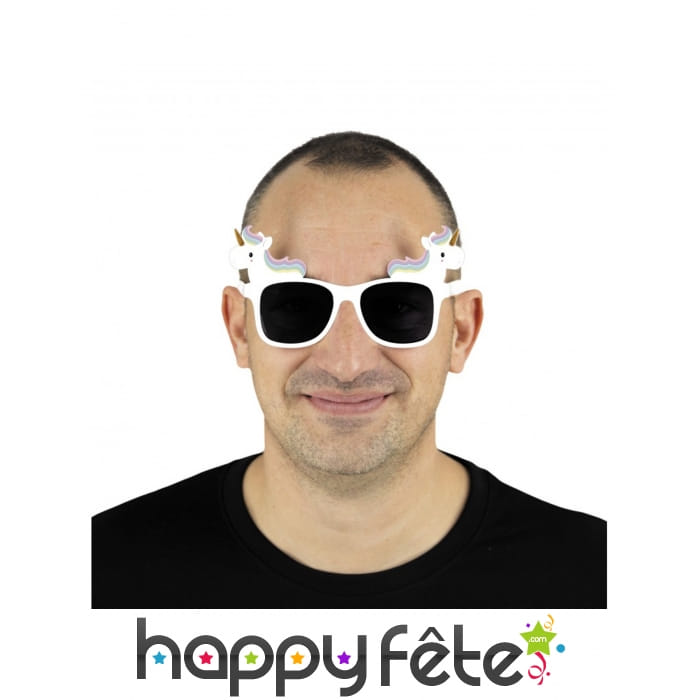 Paire de lunettes blanches avec licorne