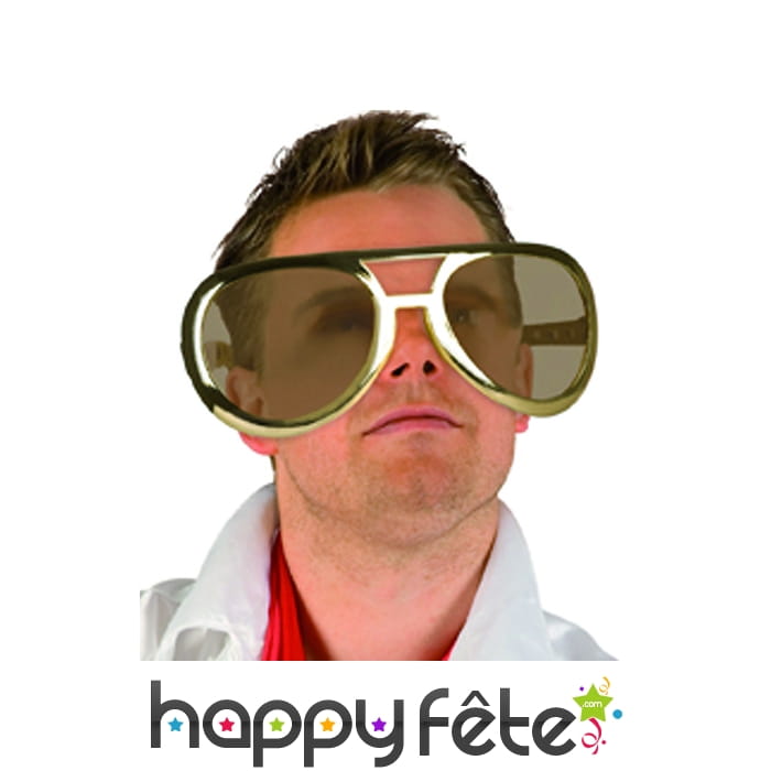 Paire de lunettes dorées jumbo de rockeur. UV400