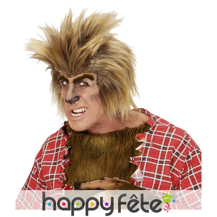 Perruque de loup garou avec sourcils