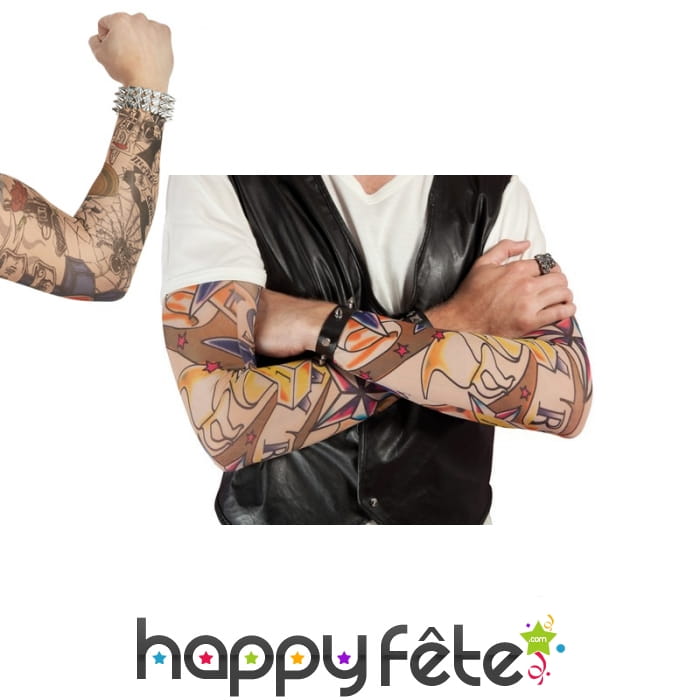 Paire de manches faux tatouages, 42cm