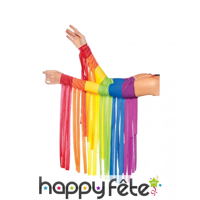 Paire de manchettes gaypride à franges pour adulte