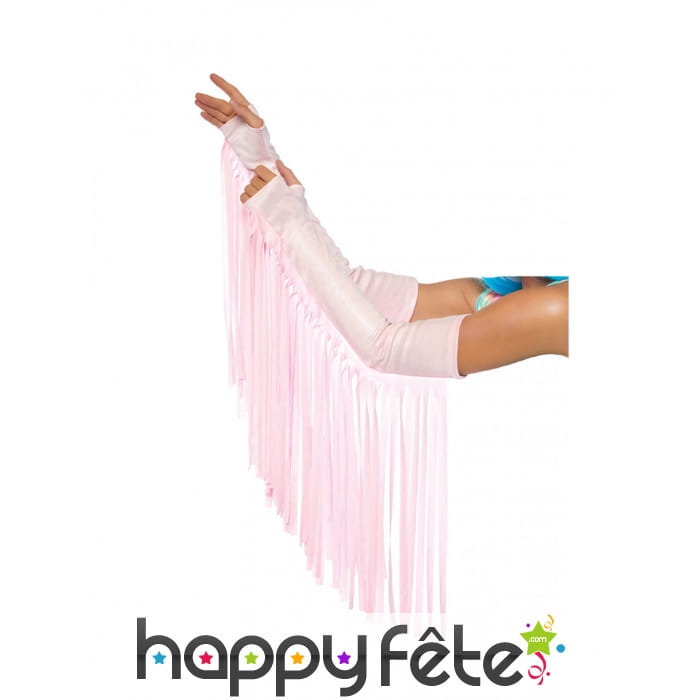 Paire de manchettes roses à franges pour femme