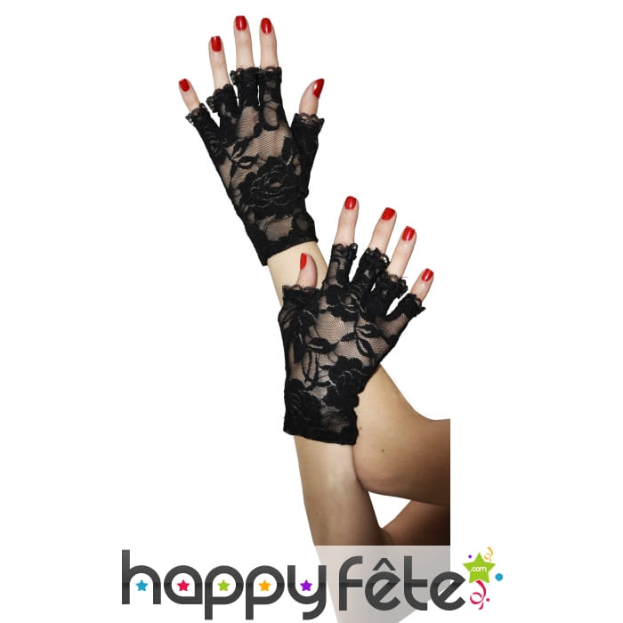 Paire de Mitaines noire en dentelle