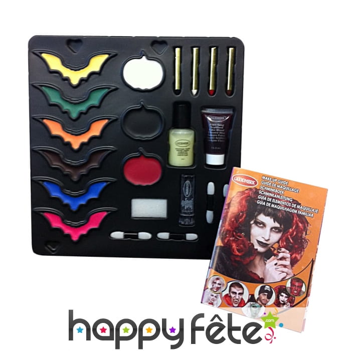 Palette de maquillage d'halloween et accessoires
