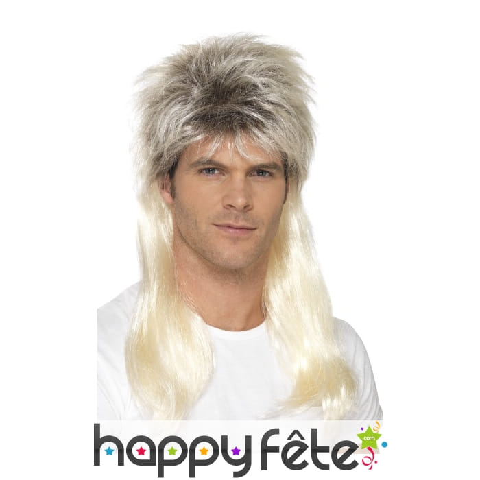 Perruque de mullet blonde, racines noires