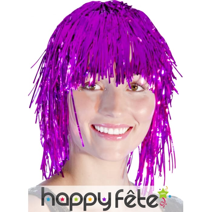 Perruque disco metal rose