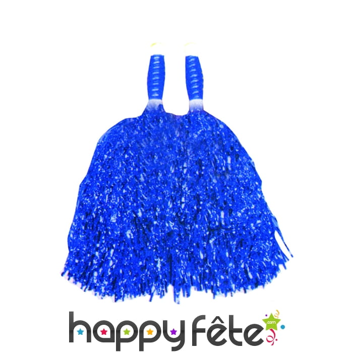 Paire de pompom bleu métallisé