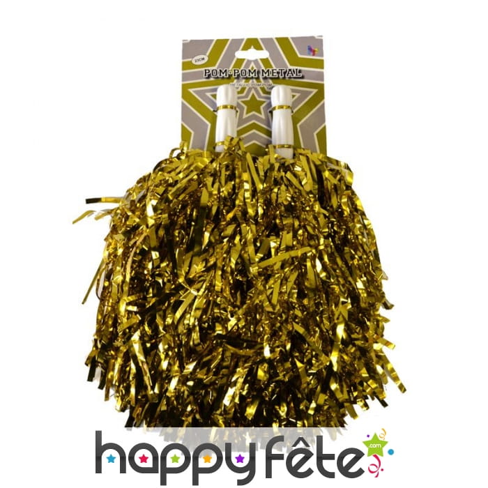Paire de pompom doré métalisé