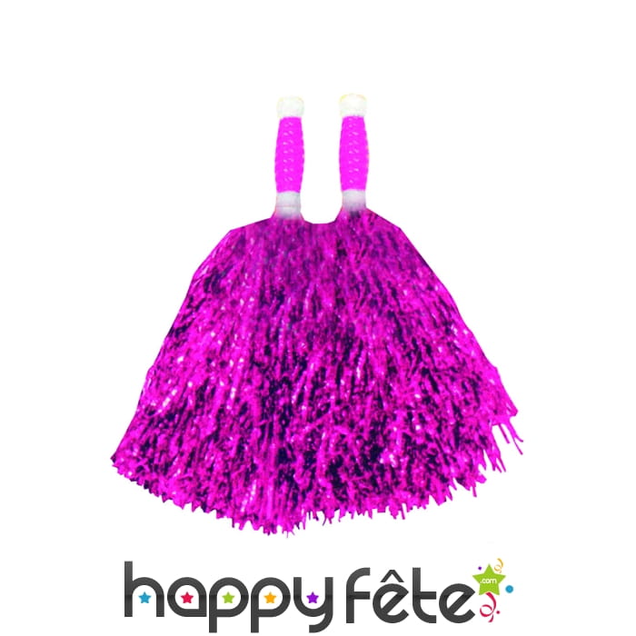 Paire de pompom rose métallisé