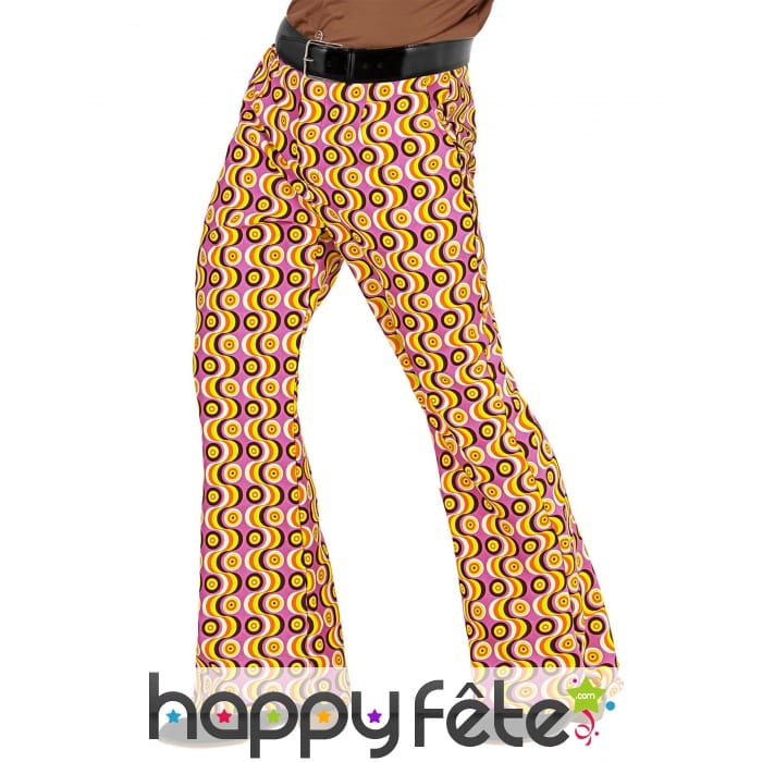 Pantalon disco psychedelique orange homme