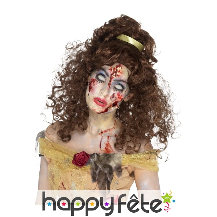 Perruque de princesse zombie marron