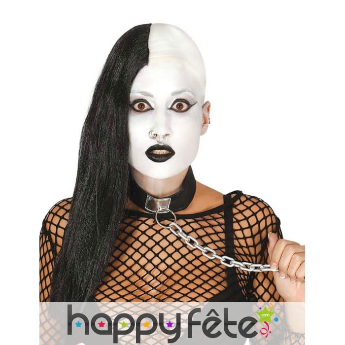 Perruque de punk rasé asymétrique cheveux noir