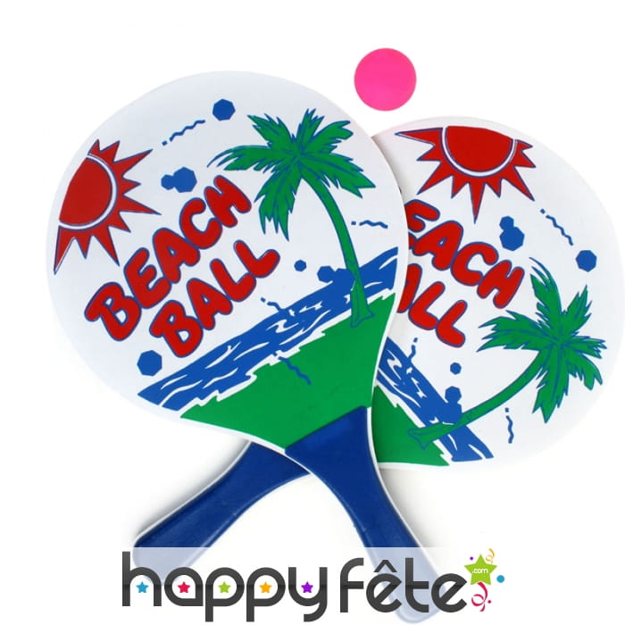 Paire de raquettes de plage en bois