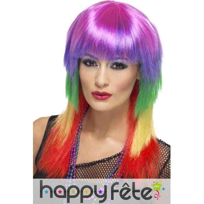 Perruque de rocker arc-en-ciel