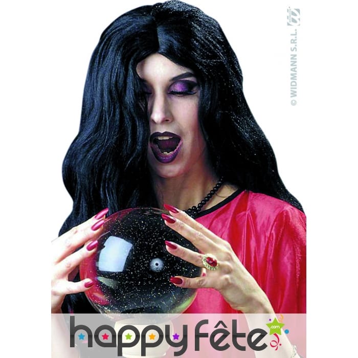 Perruque de sorcière noire ondulée