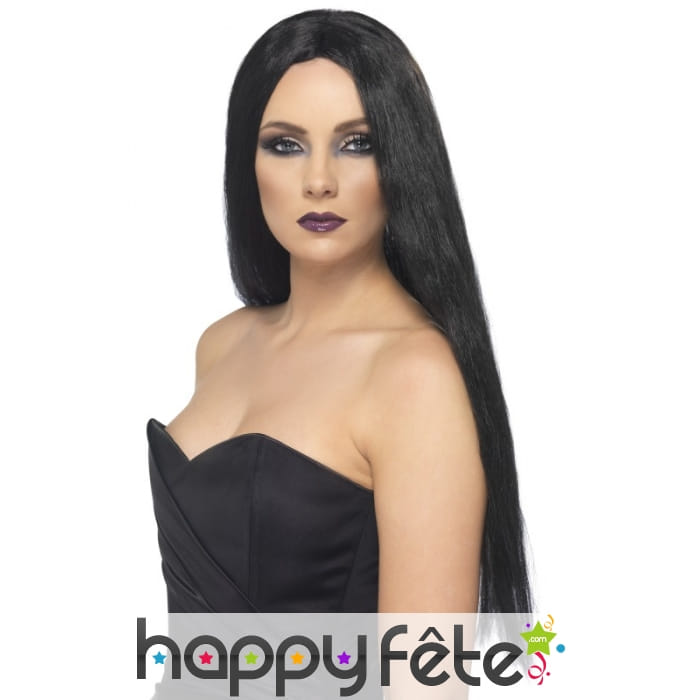 Perruque de sorcière noire très longue