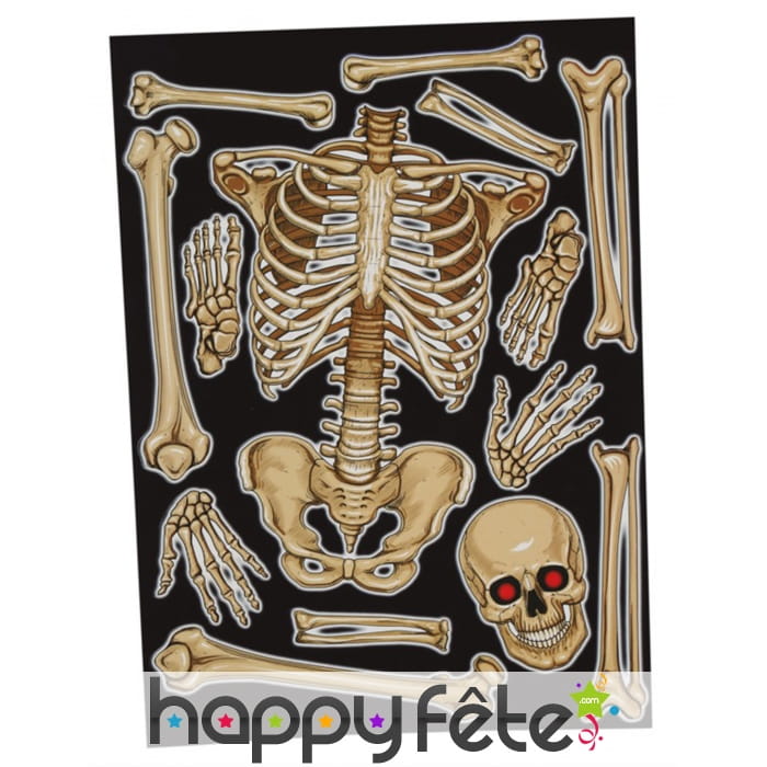Planche de stickers squelette, 30 x 40 cm
