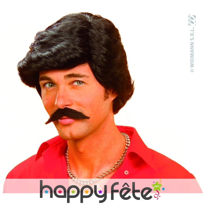 Perruque de vieux play boy avec moustaches