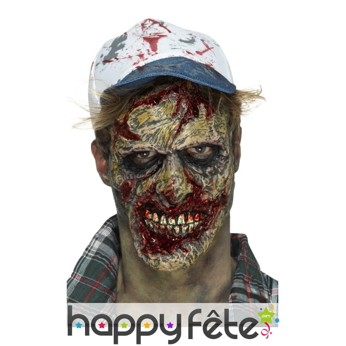 Prothèse de visage zombie en mousse de latex