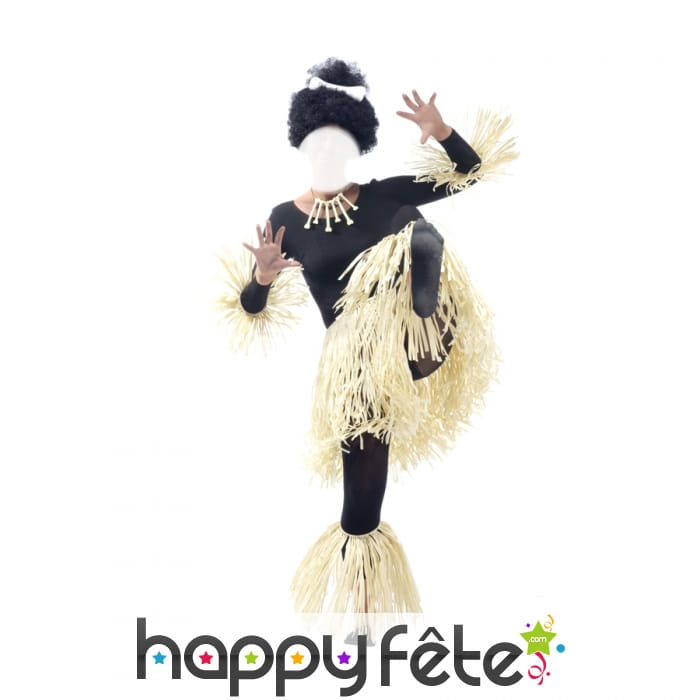 Pagne et bracelets en raphia couleur paille