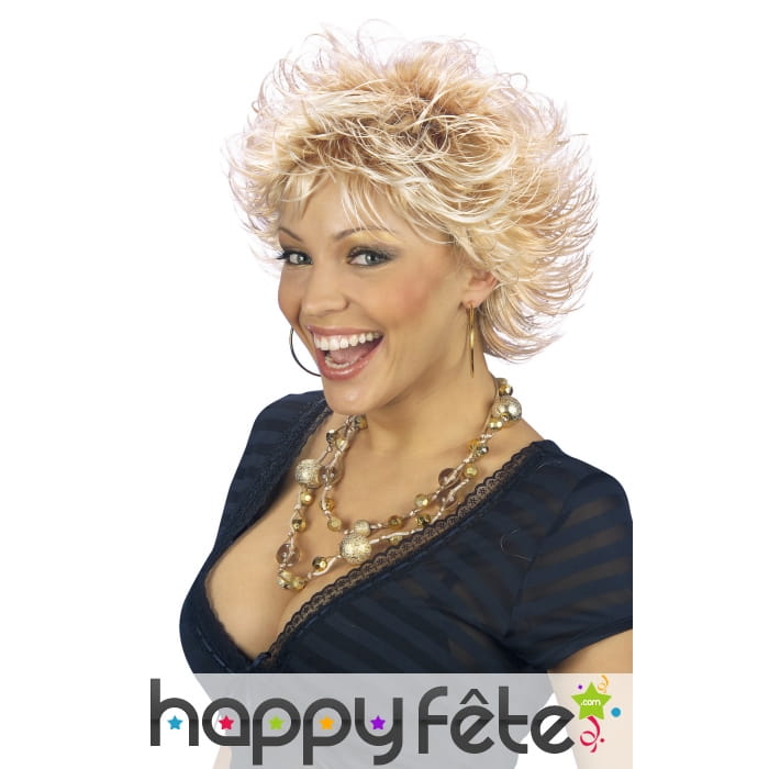Perruque ébouriffée blonde effet mouillé