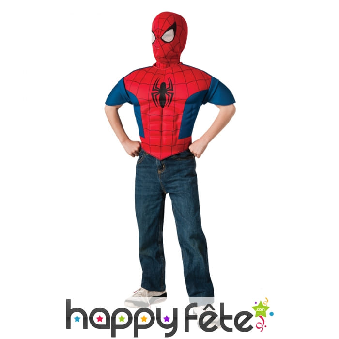 Plastron et cagoule de spiderman pour enfant