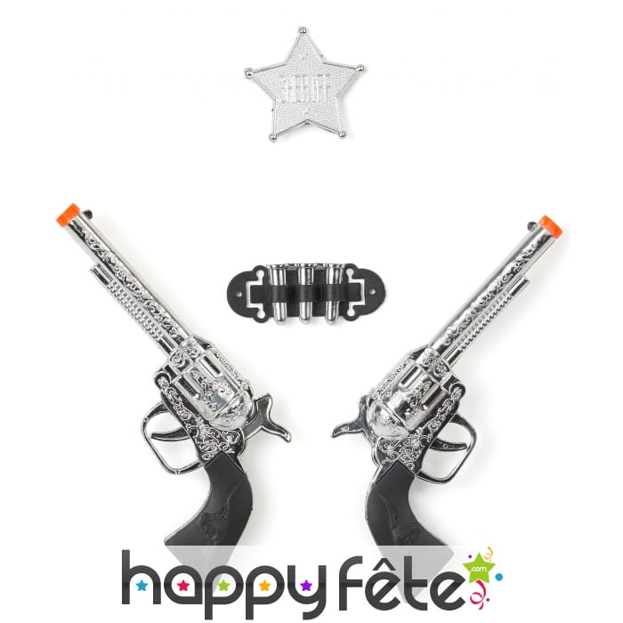 Pistolets et étoile de shérif en plastique