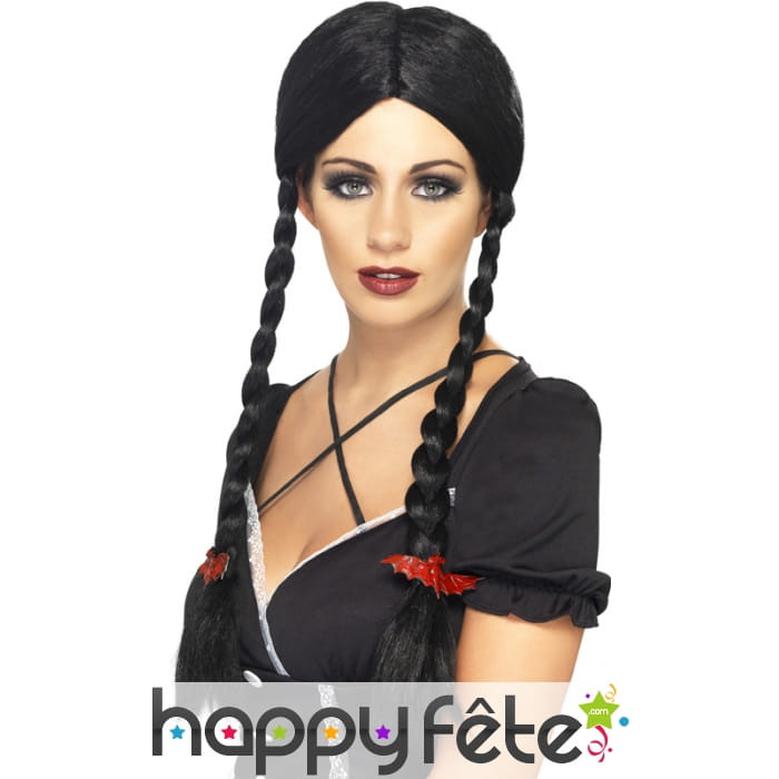 Perruque écoliere gothique avec nattes