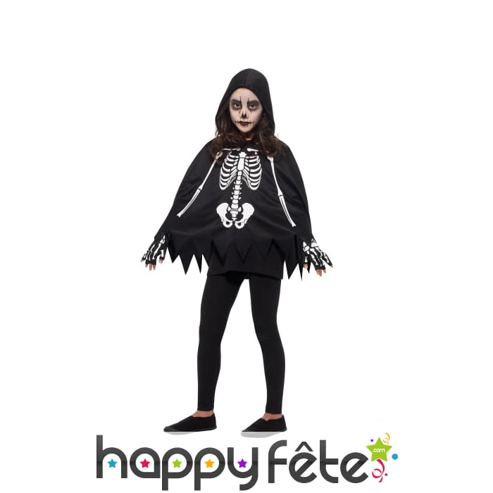 Poncho et gants squelette pour enfant