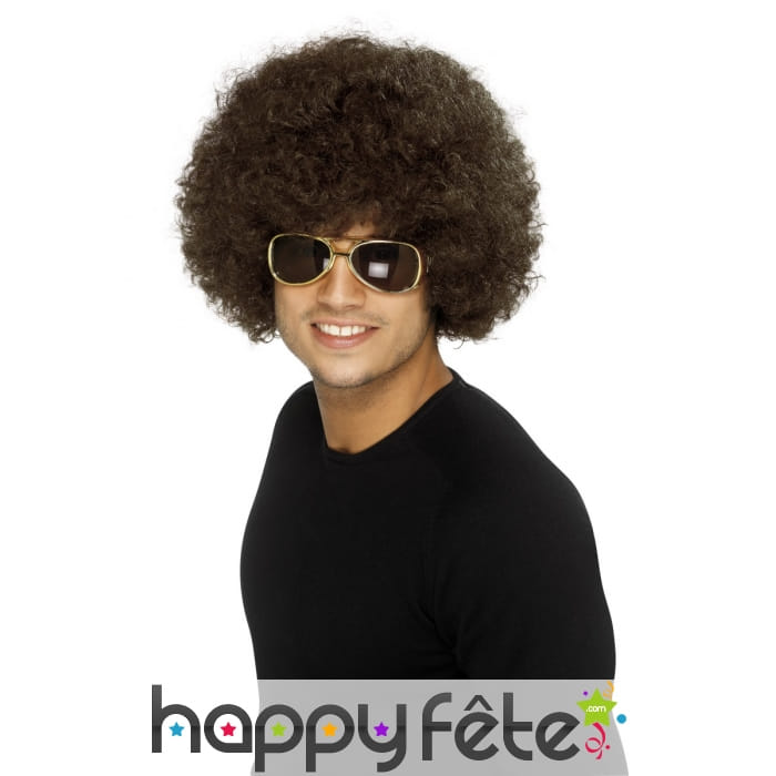 Perruque funky afro brune