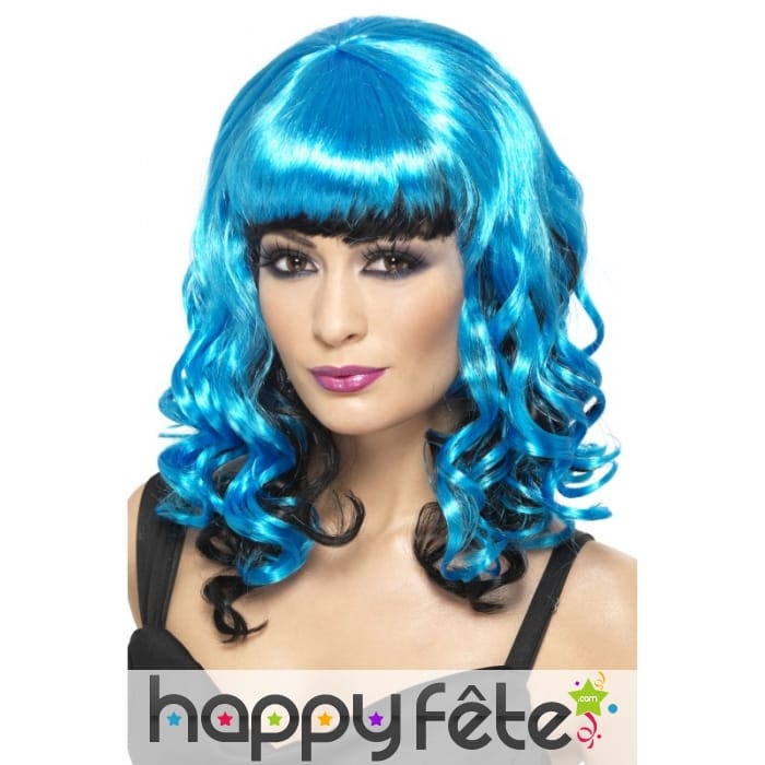 Perruque femme bleue noire