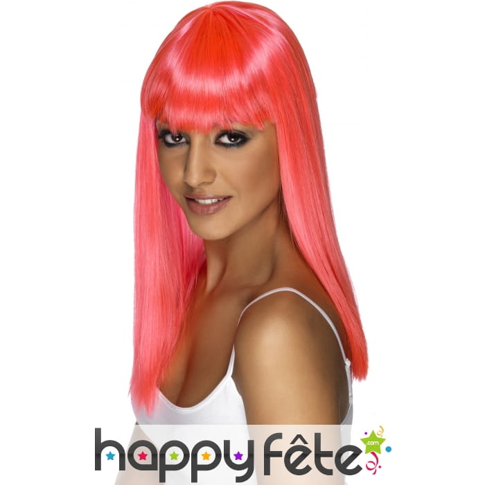 Perruque fluo fuschia avec franche