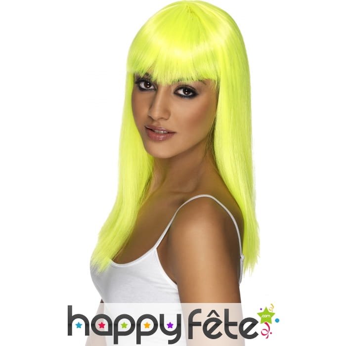 Perruque fluo jaune avec franche