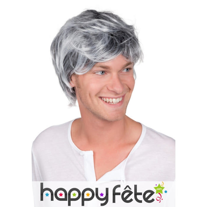Perruque grisonnante courte pour homme
