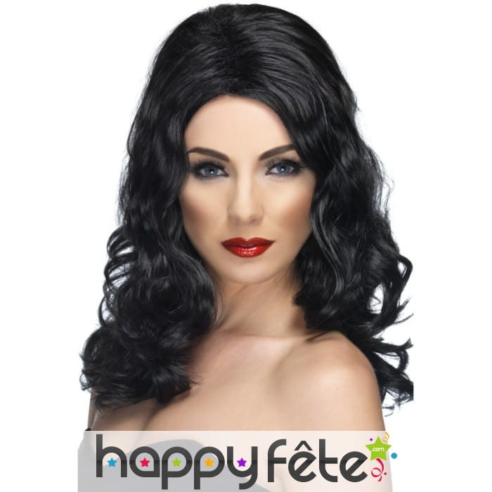 Perruque glamour longues boucles noires