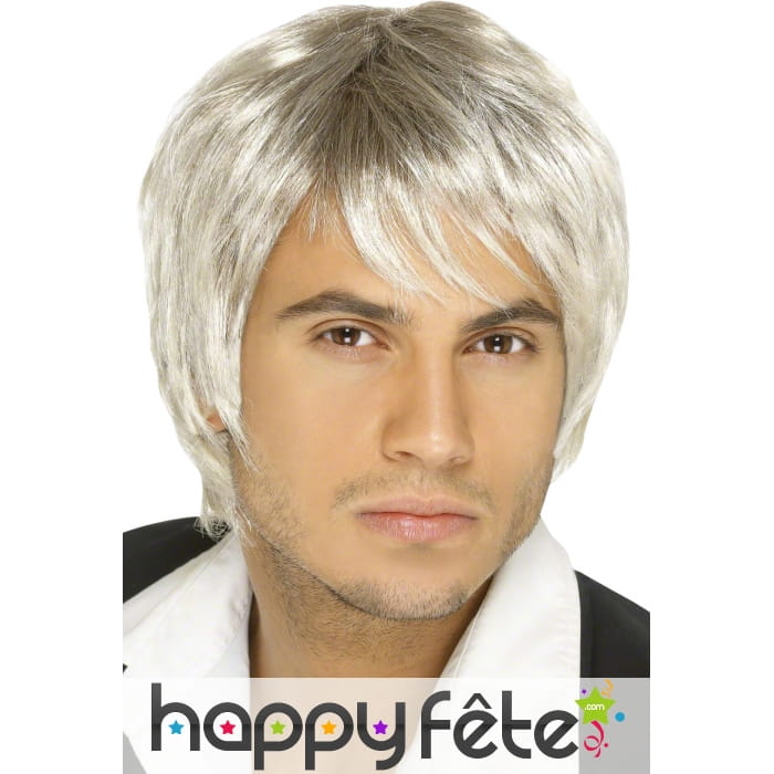 Perruque homme année 70 blond meche