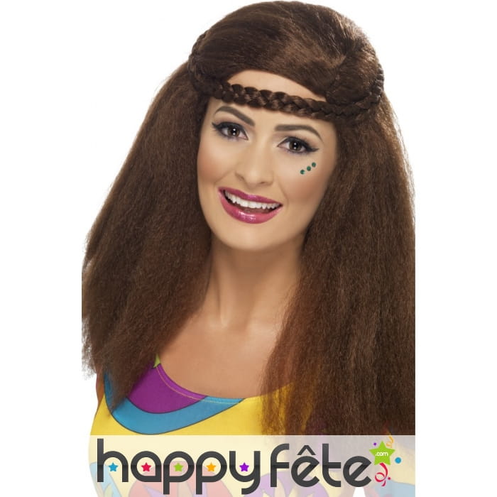 Perruque hippie brune femme