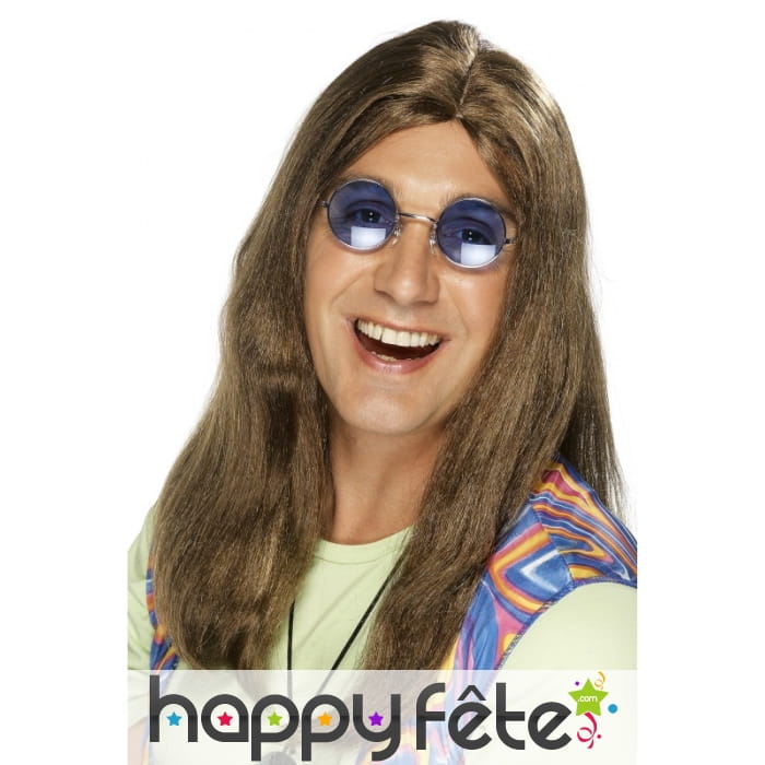 Perruque hippie brune