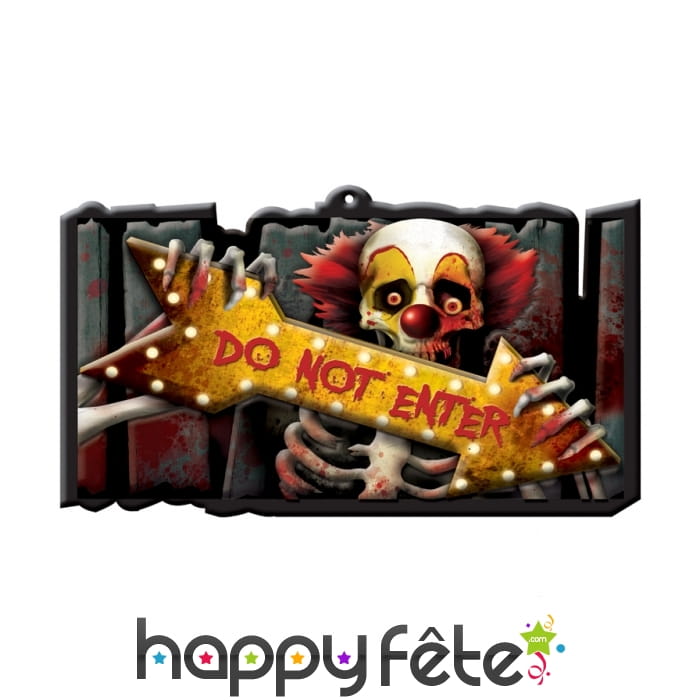 Panneau Halloween Do Not Enter clown squelette