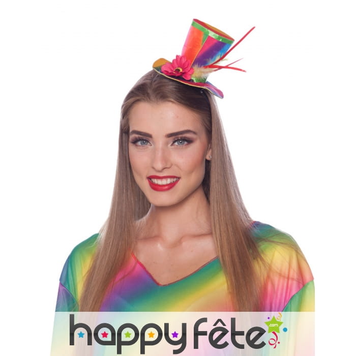 Petit haut de forme coloré clown sur serre-tête