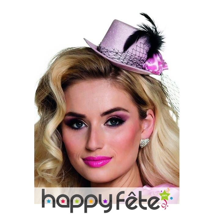 Petit haut de forme rose années 20